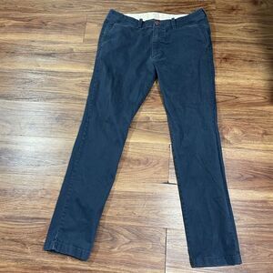 Hollister Skinny Chino Flat Front Pants Cotton Straight Leg Blue Men Size 33x32
